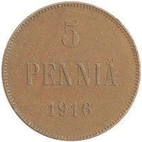 монета - 1894 – 1917 николай ii 5 пенни - подробная информация фото 1