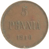 монета - 1894 – 1917 николай ii 5 пенни - подробная информация фото 1