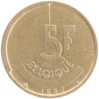 монета - бельгия 5 франков - подробная информация фото 1