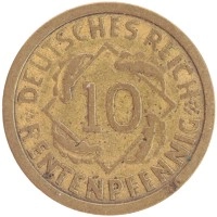 монета - веймарская республика 10 пфеннигов - подробная информация фото 1