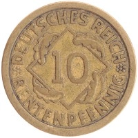 монета - веймарская республика 10 пфеннигов - подробная информация фото 1