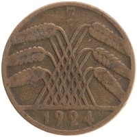 монета - веймарская республика 10 пфеннигов - подробная информация фото 1