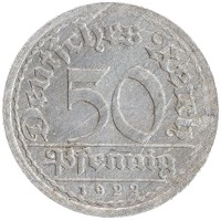 монета - веймарская республика 50 пфеннигов - подробная информация фото 1