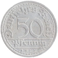 монета - веймарская республика 50 пфеннигов - подробная информация фото 1