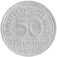 монета - веймарская республика 50 пфеннигов - подробная информация фото 1