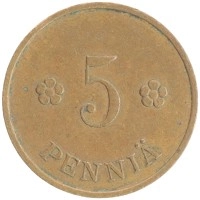 монета - финляндия 5 пенни - подробная информация фото 1