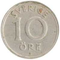 монета - швеция 10 эре - подробная информация фото 1
