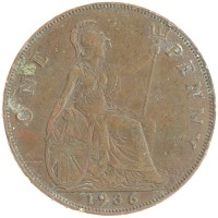 монета - великобритания 1 пенни - подробная информация фото 1