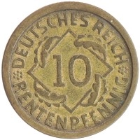 монета - веймарская республика 10 пфеннигов - подробная информация фото 1