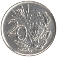 монета - юар 20 центов - подробная информация фото 1