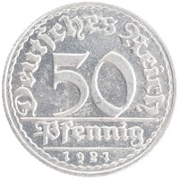 монета - веймарская республика 50 пфеннигов - подробная информация фото 1