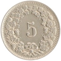 монета - швейцария 5 рапп - подробная информация фото 1
