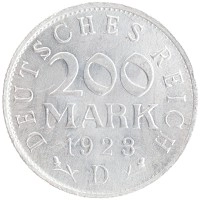 монета - веймарская республика 200 марок - подробная информация фото 1