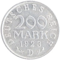 монета - веймарская республика 200 марок - подробная информация фото 1