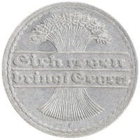 монета - веймарская республика 50 пфеннигов - подробная информация фото 1