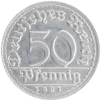 монета - веймарская республика 50 пфеннигов - подробная информация фото 1