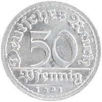 монета - веймарская республика 50 пфеннигов - подробная информация фото 1