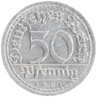 монета - веймарская республика 50 пфеннигов - подробная информация фото 1