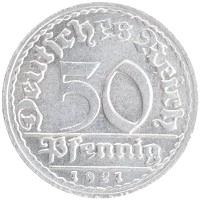 монета - веймарская республика 50 пфеннигов - подробная информация фото 1