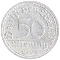 монета - веймарская республика 50 пфеннигов - подробная информация фото 1