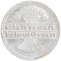 монета - веймарская республика 50 пфеннигов - подробная информация фото 1