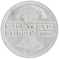 монета - веймарская республика 50 пфеннигов - подробная информация фото 1