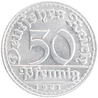 монета - веймарская республика 50 пфеннигов - подробная информация фото 1