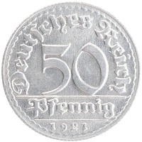 монета - веймарская республика 50 пфеннигов - подробная информация фото 1
