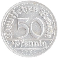 монета - веймарская республика 50 пфеннигов - подробная информация фото 1