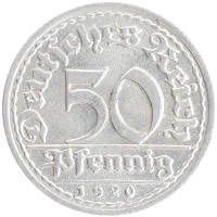 монета - веймарская республика 50 пфеннигов - подробная информация фото 1