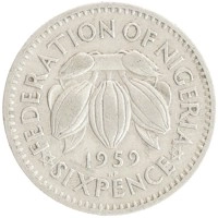 монета - нигерия 6 пенсов - подробная информация фото 1