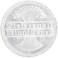 монета - веймарская республика 50 пфеннигов - подробная информация фото 1