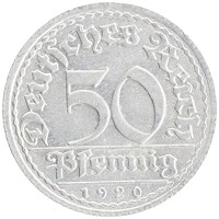 монета - веймарская республика 50 пфеннигов - подробная информация фото 1