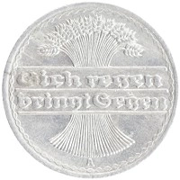 монета - веймарская республика 50 пфеннигов - подробная информация фото 1