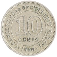 монета - малайя 10 центов - подробная информация фото 1