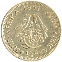 монета - юар 1/2 цента - подробная информация фото 1