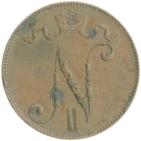 монета - 1894 – 1917 николай ii 5 пенни - подробная информация фото 1