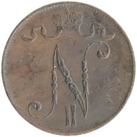 монета - 1894 – 1917 николай ii 5 пенни - подробная информация фото 1