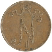 монета - 1894 – 1917 николай ii 5 пенни - подробная информация фото 1
