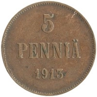 монета - 1894 – 1917 николай ii 5 пенни - подробная информация фото 1