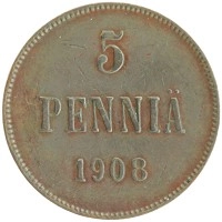монета - 1894 – 1917 николай ii 5 пенни - подробная информация фото 1