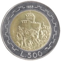 монета - сан-марино 500 лир - подробная информация фото 1