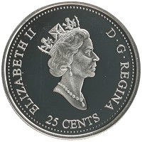 монета - канада 25 центов - подробная информация фото 1