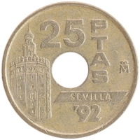монета - испания 25 песет - подробная информация фото 1