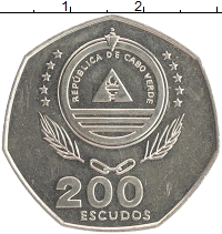 монета - кабо-верде 200 эскудо - подробная информация фото 1