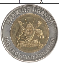 монета - уганда 1000 шиллингов - подробная информация фото 1