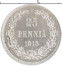 монета - 1894 – 1917 николай ii 25 пенни - подробная информация фото 1