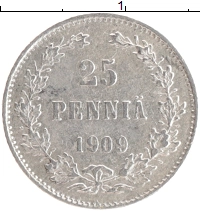монета - 1894 – 1917 николай ii 25 пенни - подробная информация фото 1