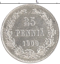 монета - 1894 – 1917 николай ii 25 пенни - подробная информация фото 1