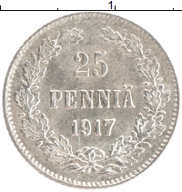 монета - 1894 – 1917 николай ii 25 пенни - подробная информация фото 1